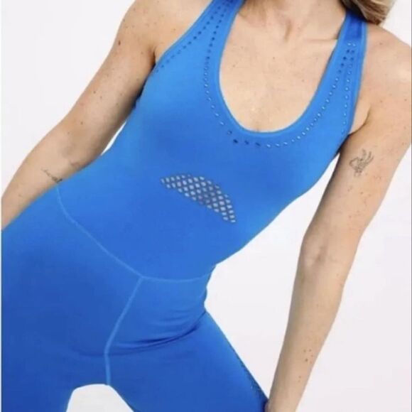 Offline by Aerie Womens Royal Blue Seamless Mesh Romper Size Large Workout - Picture 1 of 5